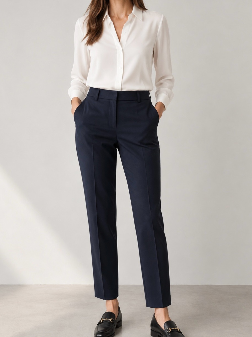 Theory Testra 2B Navy Stretch Wool Ankle Pants Women’s Size 8